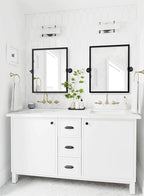 Black Metal Framed Pivot Rectangle Bathroom Mirror Tilting Beveled Vanity Mirrors for Wall, Overall 23.9 x 24 inches (Mirrror 20 x 24 inches)