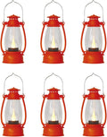 Orange Mini Lanterns Decorative 6-Pcs for Fall Halloween Thanksgiving Decoration, Small Western Lantern with LED Flickering Candle for Cowboy Camping Christmas Wedding Decor, Centerpiece Table