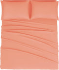 Mejoroom Queen Size Sheet Set - Hotel Luxury 1800 Bedding Sheets & Pillowcases - Deep Pocket Fitted Sheet, Soft, Breathable, Wrinkle & Fade Resistant - 4 Piece (Queen, Coral)