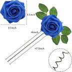 Artificial Flowers Realistic Roses, 25pcs Blue & White Real Looking Fake Roses with Stem for DIY Wedding Bouquets Centerpieces Bridal Shower Party Home Romantic Decorations (25pcs, Shades of Blue)