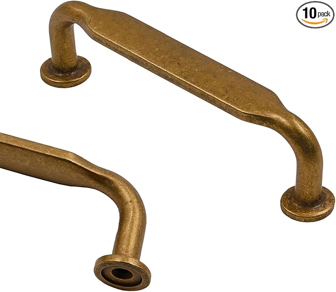 Asidrama 10 Pack 3 Inch(76mm) Antique Brass Kitchen Cabinet Handles, Cabinet Pulls Kitchen Cabinet Hardware for Cupboard Drawer Pulls