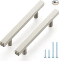JOY DECOR 30 Pack 4 Inch Brushed Nickel Square Cabinet Handles Stainless Steel Cabinet Hardware Pulls for Kitchen and Drawers with 6-2/5 Inch Overall Length