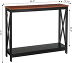 Convenience Concepts Oxford Console Table 39.5" - Farmhouse, Modern Narrow Sofa Display Accent with Storage Shelf for Transitional, Coastal Living Room, Entryway, or Hallway, Black/Cherry
