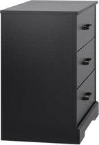 Prepac Rustic Ridge Farmhouse Nightstand Bedside Table, Black Nightstand for Bedroom, End Table with 3 Drawers 16.25"D x 27.5"W x 26.75"H