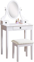 Roundhill Furniture Moniya White Wood Vanity Table and Stool Set (3415WH) Medium