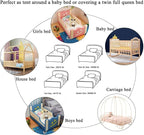 Bed Canopy for Girls with Star Lights,Princess Canopy Bed Curtains Mosquito Net with Gold Star for Girls Room Decor, Canopy for Bed Twin Single Full Queen Size Bed (Pink)