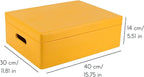 XL Yellow Wooden Box Storage with Hinged Lid | 15.8 x 11.8 x 5.5 inches (+-0.5) | with Handles | Gift Box for Tool Dog Toy Shoes Clothes Kitchen Storage Document | Wood Keepsake Chest