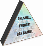 Motivational Desk Decor - One Small Positive Thought In The Morning Can Change Your Whole Day - Inspirational Wall Art Office Decor Positive Sign For Nursery Boy Girls Room Decor