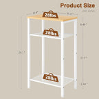 Hoctieon 3 Tier End Table, Telephone Table, Narrow Side Table with Storage, Nightstand for Small Spaces, Metal Frame, for Living Room, Bedroom, Sofa Couch, Hall, Easy Assembly, White and Yellow Oak