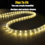 33FT 360 LED Rope Lights Outdoor - Connectable Waterproof Flexible Tube Lighting for Deck, Patio, Garden, Stair Railing & Above Cabinet Decor(Warm White)