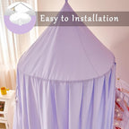 dix-rainbow Princess Decor Canopy for Kids Bed, Soft and Durable Bed Canopy for Girls Room Tent Canopy Dreamy Mosquito Net Bedding, Children Reading Nook Canopies Indoor(Purple)
