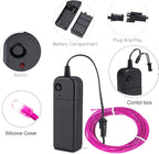 MaxLax EL Wire Purple, 9.8ft/3m Portable Battery Pack Neon Light Strip 360° Cuttable Glowing Rope Lights for Parties, Halloween, DIY Decoration