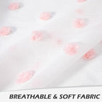 MYSKY HOME Short Curtains for Kitchen Windows Pink Pom Pom Curtains for Bedroom Light Filtering White Sheer Curtains for Nursery Cafe Bathroom Privacy Rod Pocket Bohemian Voile 38 x 45 inch 2 Panels