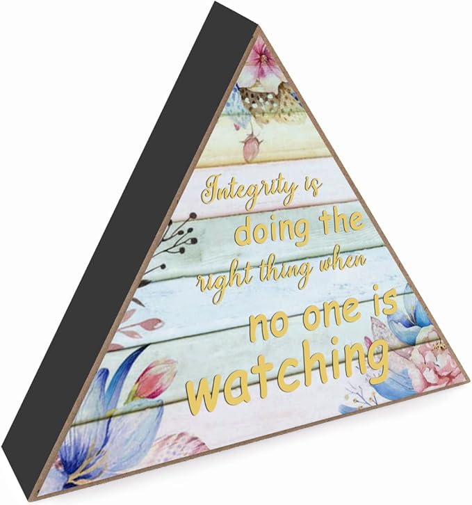 Vintage Wildflowers Art Print Nursery Wall Decor - Positive Sign Wooden Box Sign For Boy Girls Room Decor Integrity is Doing The Right Thing When No One is Watching
