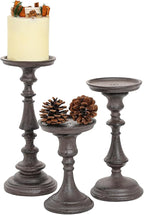 Sungmor Rustic Cast Iron Pillar Candle Holder, 5.9" Tall Vintage Candlestick Holders, Table Centerpiece Metal Candle Holder, Farmhouse Candle Stand for Fireplace Shelf Home Decor