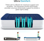 Active Era 21" Twin Air Mattress with Built-in Pump & Raised Pillow - Heavy Duty Puncture Resistant, Waterproof Blow Up Bed