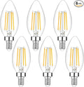 6-Pack Dimmable E12 LED Candelabra Bulbs 40Watt Equivalent, 2700K Warm White, 450Lumens, 4W B11 Vintage Chandelier Light Bulbs, LED Filament Clear Glass Candle Lamp for Ceiling Fan Home Decor