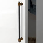 6 Pack 15 inch(384mm) Black and Antique Brass Kitchen Cabinet Handles Knurled Cabinet Pulls Black Drawer Pulls Kitchen Cabinet Hardware Dresser Handles