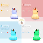 WHA&DARREN Large Unicorn Night Light for Kids,Cute Baby Night Light, Silicone Bedside Lamp,Sleep LED Lights, Eye Caring, Adjustable Brightness & Color, Time Setting, Touch Control & Remote Control