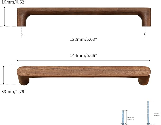Walnut Round 5 in 2 pcs Wooden Drawer Pulls Handle pulls for cabinets Kitchen Cabinet Drawer pulls Cabinet Door Pull