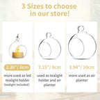 108 Pcs Mini Hanging Tealight Holder with LED Candles, 2.36in Hanging Glass Globes Candle Holder, Hanging Glass Terrarium Glass containers for Wedding Party Tree Decoration (Contains LED Candles)