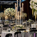 20PCS Acrylic Candelabras Centerpieces for Wedding,Clear 8 Arm Candlesticks Holder with Shade for Tall Valentines Day Party Christmas Halloween Centerpiece Event Candles,Fit 0.8" LED Candles