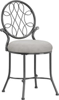 Hillsdale O'Malley Vanity Stool with Spiral Pattern Design, Metallic Gray Fabric