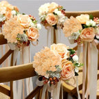WEISPARK 100PCS Artificial Hydrangea Flowers, Fake Flowers Silk Hydrangea Full Flowers Heads with Stems for Wedding Home Party Shop Baby Shower Decor (Champagne)