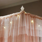 Joyreap Luxury 4 Corners Post Canopy Bed Curtains - Coral & White Cozy Drape Netting - Cute Princess Bedroom Decoration Accessories(Reddish Brown, 47" W x 78" L, Twin)