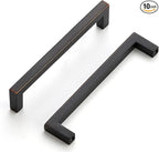 Ravinte 10 Pack Solid Kitchen Cabinet Handles Oil Rubbed Bronze Cabinet Pulls Slim Drawer Pulls with 5 Inch Hole Center Square Bar Kitchen Cabinet Hardware
