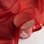 MIULEE Christmas Sheer Window Scarf Valance Extra Long Topper Elegant Swag Curtains Luxury Draping Fabric for Wedding Arch Party Ceremony Canopy Bed Living Room, 54'' x 216'', 1 Panel Red