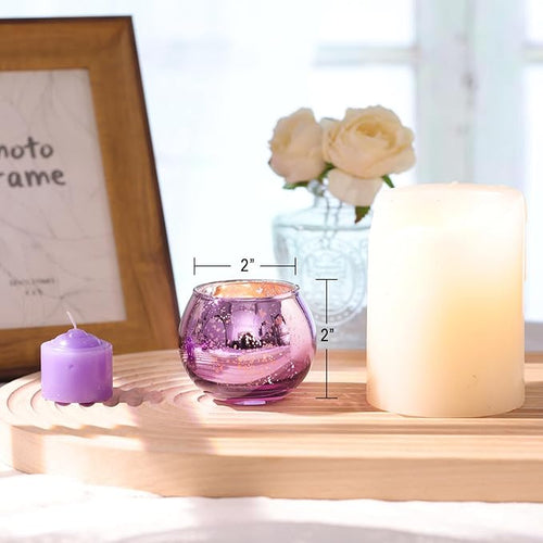 12 Pcs Purple Votive Candle Holders for Wedding Decor, Purple Mercury Glass Candle Holders for Table Centerpieces, Tea Light Holder for Wedding Bridal Shower Party Supplies