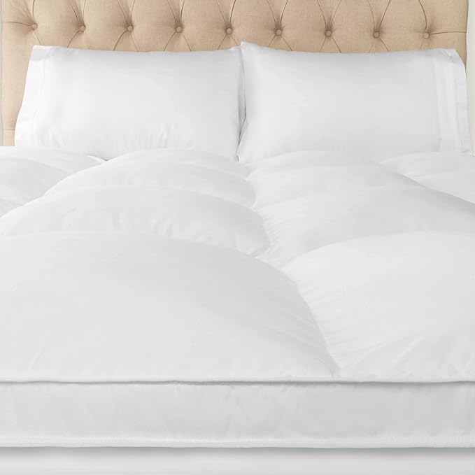 Superior Mattress Topper, Down Alternative, 2 Inch Deep Sized Bed Pillow Top, Comfort Pad, Fluffy Mattress-Topper Protector, Plush Cooling Extra Soft, Hotel Quality, California King, White