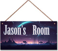 Personalized Sign Science Fiction Themed For Kids Room Starry Sky Nursery Door Art Decor For Little Man Cave,Custom Name Wall Decor Decorative Plate for Boys Bedroom Girls Room