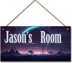 Personalized Sign Science Fiction Themed For Kids Room Starry Sky Nursery Door Art Decor For Little Man Cave,Custom Name Wall Decor Decorative Plate for Boys Bedroom Girls Room