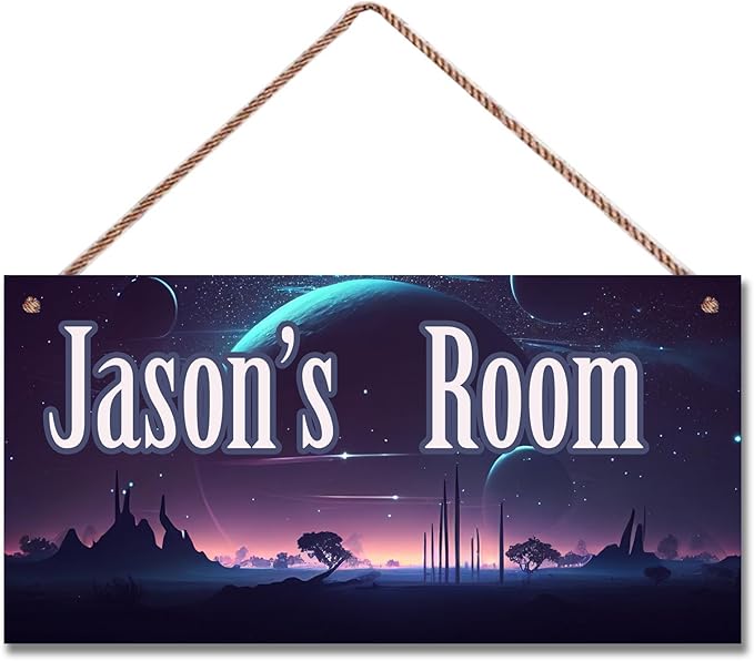 Personalized Sign Science Fiction Themed For Kids Room Starry Sky Nursery Door Art Decor For Little Man Cave,Custom Name Wall Decor Decorative Plate for Boys Bedroom Girls Room