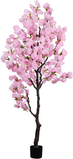 Artificial Pink Cherry Blossom Tree 7 FT Faux Flowering Trees Fake Cherry Blossom Decorative Tree Indoor for Home Decor