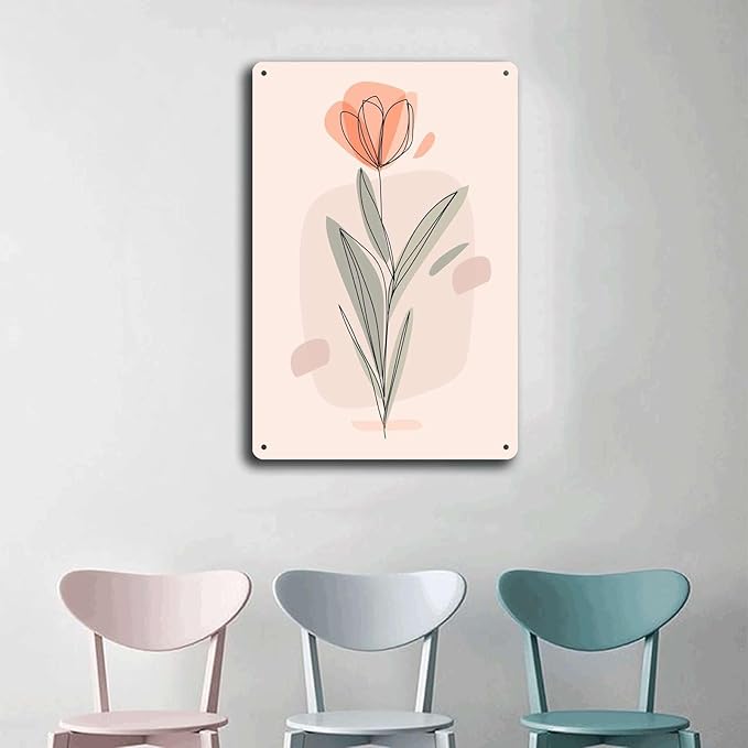 Metal Tin Signs Elegant Floral Prints for Home Decor Bedroom and Bathroom Wall Decoration 8x12inch Tin Sign