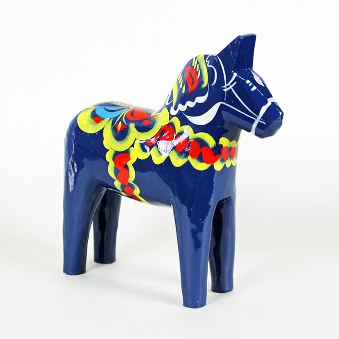 Swedish Wooden Dala Horse - Blue - 6"