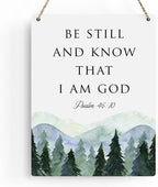 Inspirational Decor Be Still and Know That I am God Psalm 46:10 Christian Gifts Bible Verse Wall Art Scripture Wooden Hanging Sign for Modern Home Office Bathroom Bedroom Decoration 8 x 10 Inches