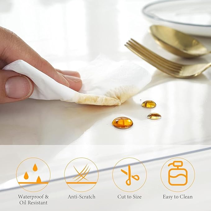 Deep Dream 1.5mm Clear Desk Cover Protector, 22×40 Inch Clear Desk Cover, Rectangular Vinyl Desk Pad, PVC Plastic Table Cover for Office, Dresser, Night Stand, Computer & Writing Desk Tabletop
