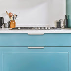 Ravinte Hardware 8 Pack Silver Cabinet Handles, 5.9 Inch (150mm) Finger Edge Pulls, 5 Inch Hole Center, Finger Pulls for Cabinets