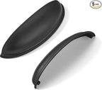 khtumeware 5 Pack 3-3/4" Drawer Pulls Matte Black Cabinet Cup Pulls Kitchen Hardware Cabinet Handles Drawer Handles Knobs 3-3/4 inch Hole Center