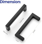 Ravinte 10 Pack Solid Kitchen Cabinet Handles Matte Black Cabinet Pulls Slim Drawer Pulls with 3 Inch Hole Center Square Bar Kitchen Cupboard Hardware