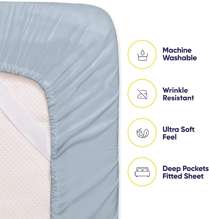 Twin Size Bed Sheets - 4 Piece 1500 Supreme Collection Fine Brushed Microfiber Deep Pocket Twin Sheet Set Bedding - 1 EXTRA PILLOW CASES, GREAT VALUE, Twin, Misty Blue