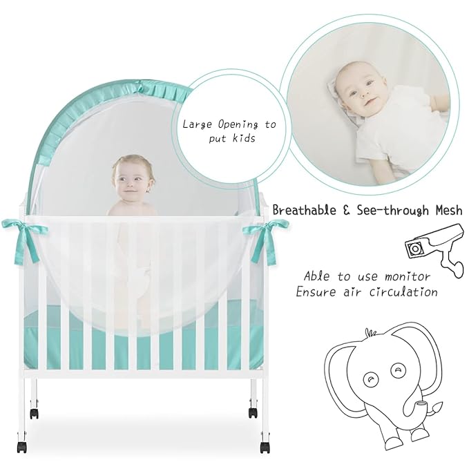 Baby Pack and Play Tent, Pack N Play Canopy to Keep Baby from Climbing Out, Crib Tent for Pack N Play & Playard (39.6" L x 27.6" W x 49.2" H)