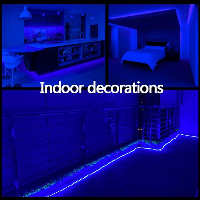 33FT 360 LED Rope Lights Outdoor,110V Connectable Blue String Lights with Clear PVC Jacket,Blue Rope Lights for Camping,Patio,Deck,Porch,Christmas Decor(Blue)