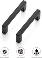 Ravinte 5 Pack Matte Black Cabinet Pulls, 2-1/2 Inch (64mm) Hole Center Slim Kitchen Handles, Square Drawer Pulls for Cabinets & Cupboards, Hardware