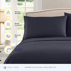 1800 Thread Count Sheet Set – Soft Egyptian Quality Brushed Microfiber Sheets – Luxury Bedding Set with Flat Sheet, Fitted Sheet, 2 Pillow Cases, Navy