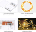 Led Fairy Lights Battery Operated, 2 Packs Mini Battery Powered Copper Wire Starry Fairy Lights for Bedroom, Christmas, Parties, Wedding, Centerpiece, Decoration (5m/16ft Warm White)